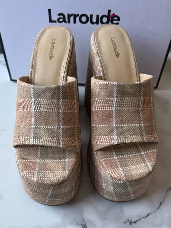 NEW Larroude Wanda Plaid Chunky Platform Mule Size 8.5 - Picture 3 of 9